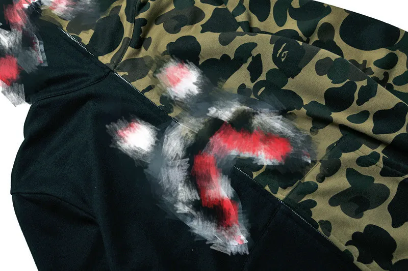 

Bape Sweatshirts Stitching Cardigans Long Sleeve Hoodie Jacket Streetwear Clothing for Men and Women