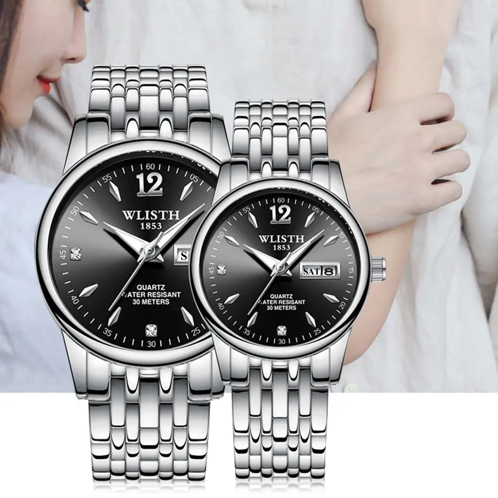 

WLISTH часы Топ бренд Роскошные бизнес часы для мужчин часы кварцевые наручные часы сталь 30 м водонепроницаемые светящиеся кварцевые мужские ...