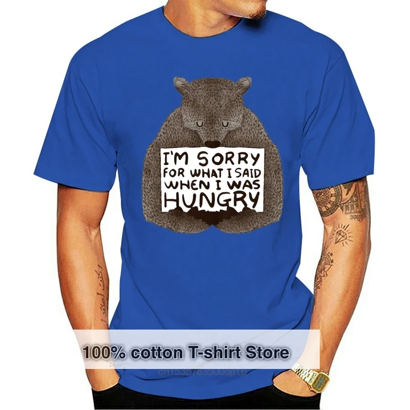 

Футболка с забавным принтом для мужчин и женщин, крутая футболка, мне очень жаль, что я сказал, когда голодался, футболка с медведем, сарказм, ...