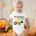 Пасхальные Детские Комбинезоны I Dig, Детский комбинезон с коротким рукавом и принтом в виде экскаватора, Пасхальная Одежда для мальчиков