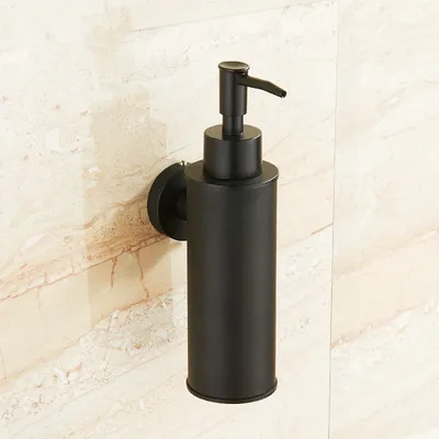 Liquid Soap Dispenser Hand Kitchen Sink Soap Container 304 Stainless Steel Gold Bathroom Shampoo Holder Wall Mounted Bottle - Color: round black