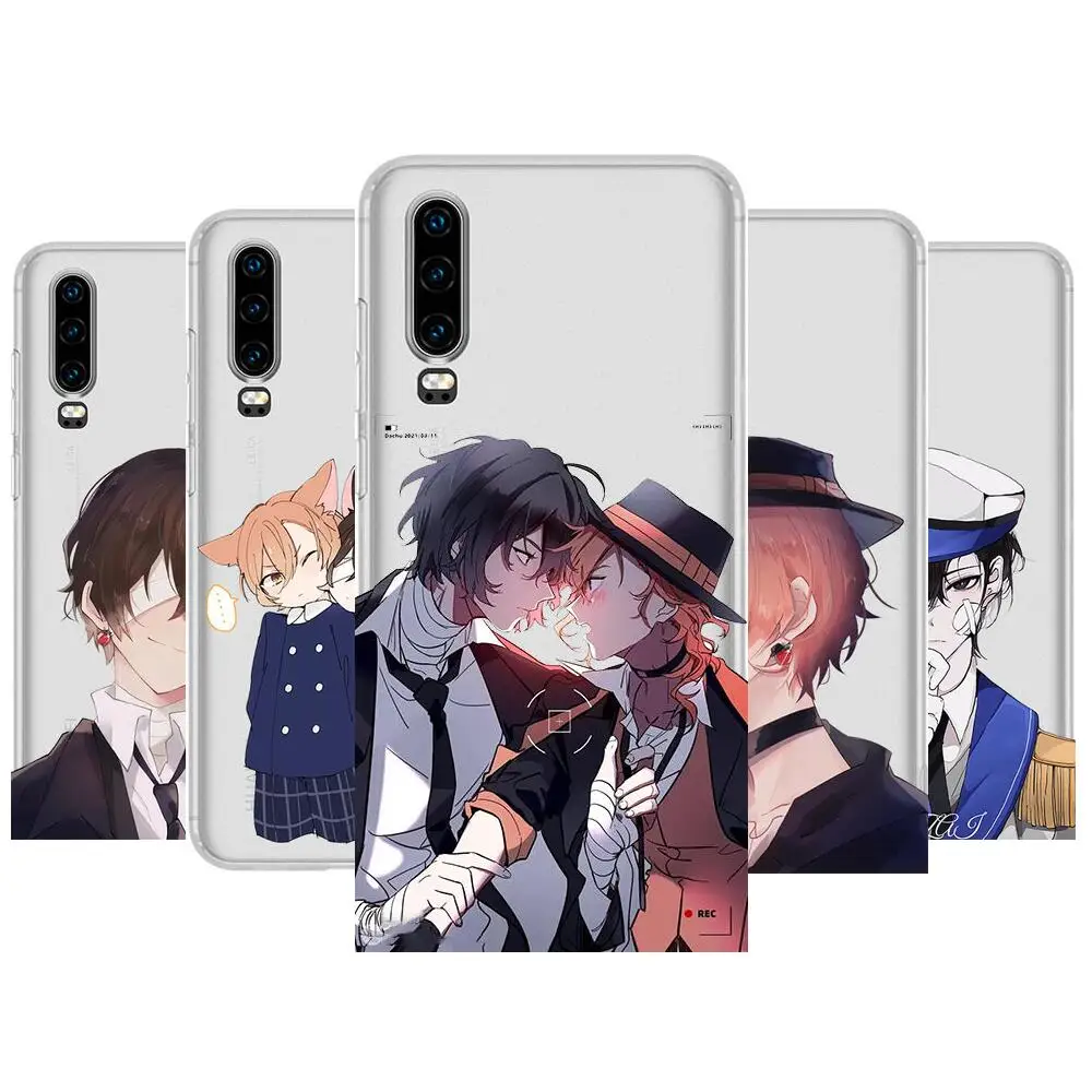 

anime Bungo Stray Dogs Anime Transparent Clear Phone Case For Huawei Honor 20 10 9 8A 7 5T X Pro Lite 5G Etui Coque Hoesjes C