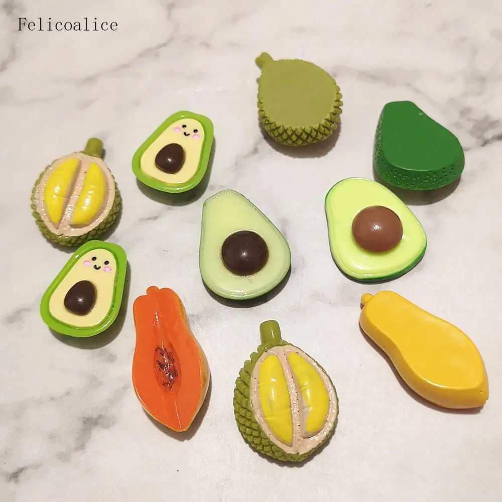 

10pcs Kawaii Avocado Charms Pendants for DIY Jewelry Making Bracelets Necklace Earrings Resin Flat Back Cabochon Without Holes