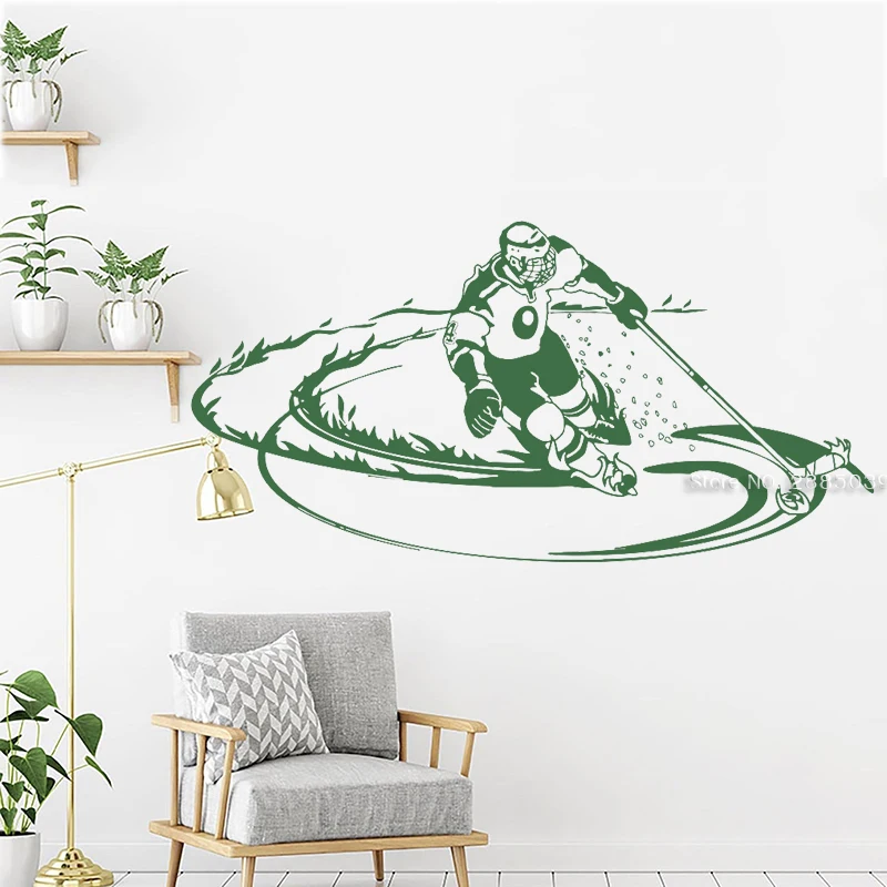 Hockey Winter Sport Decals Cool Wall Vinyl Decal Decor Ice Sticker For Kids Room Poster Home Decoration LC1447 | Дом и сад
