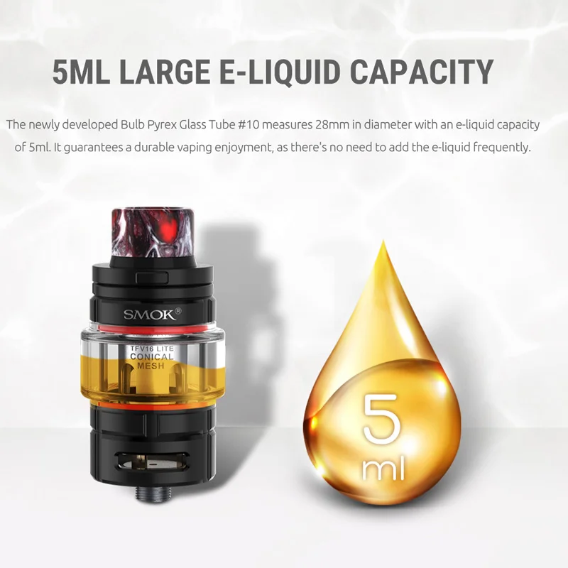 New SMOK TFV16 lite tank with Conical Mesh Coil powered by nexMesh Technology and Dual 5ml capacity 810 resin drip tip | Электроника