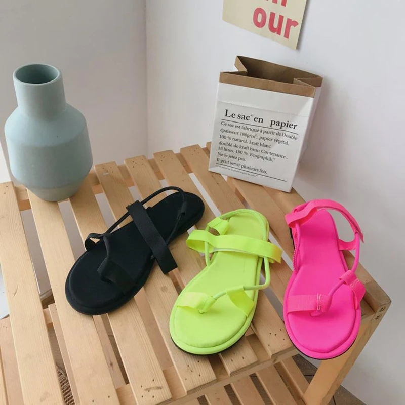 

Concise Fashion Women Sandals Summer Comfort Flip Flops Flats Shoes Woman Elastic Strap Soft Sole Outdoor Casual Beach Sandals