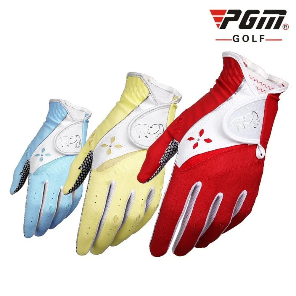 

PGM 1Pair of Women Leather Golf Gloves Left Right Hand Sweat Absorbent Sports Gloves Ladies Anti-slip Golf Mittens ST020