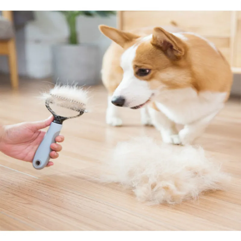 

Brilliant Dog Shedding Comb Stainless Steel Pet Hair Brush Grooming Tools Double-Sided Removal Hairs Comb For Dogs And Cats