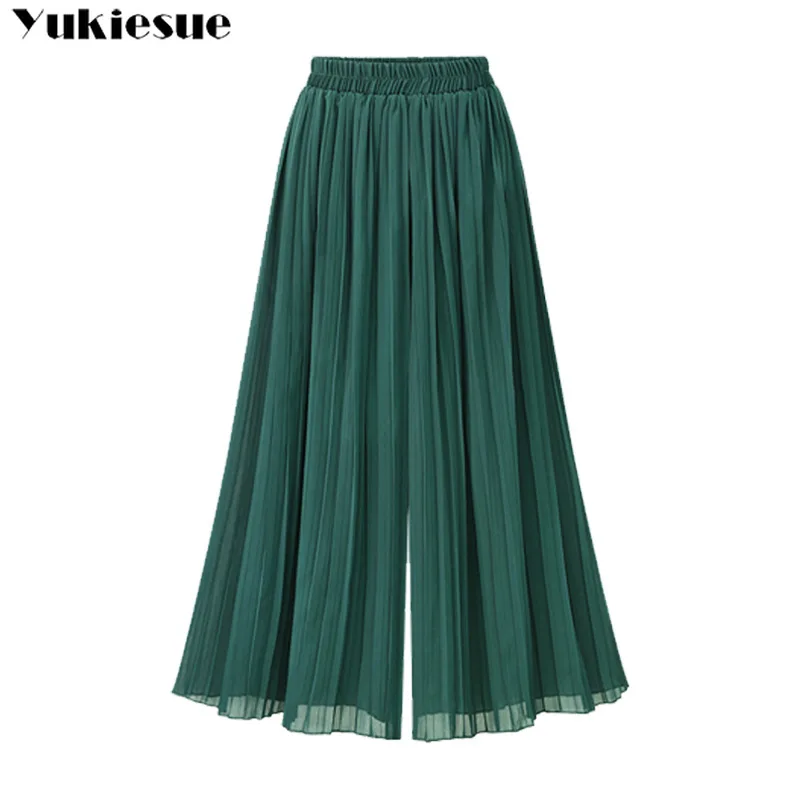 Женские шифоновые прямые брюки с завышенной талией Свободные повседневные