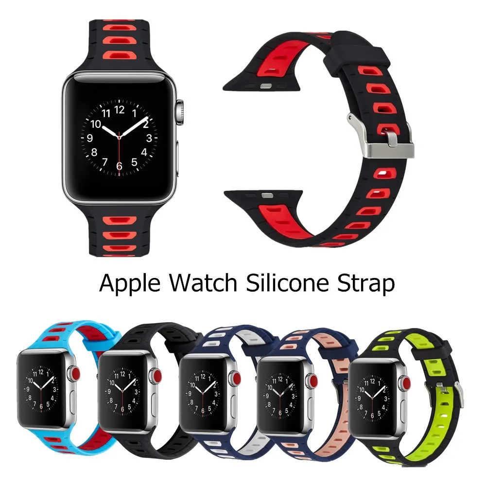 Водонепроницаемый силиконовый спортивный ремешок для Apple Watch Series 5 4 3 2 ремешки с