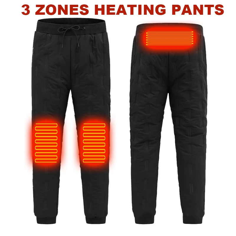 Male Heating Pants Elastic Waist USB Heated Sports Trousers Skiing Fishing Motorcycle Outdoor Casual Thermal Pants Plus Size 6XL