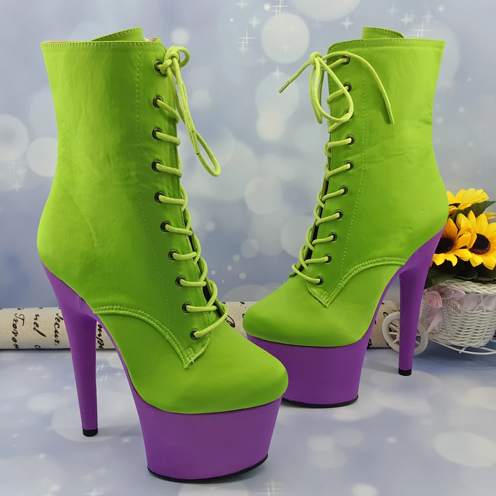 Leecabe/новейшая модель 17 см/7 дюймов Танцевальные ботинки на шесте с сатиновой