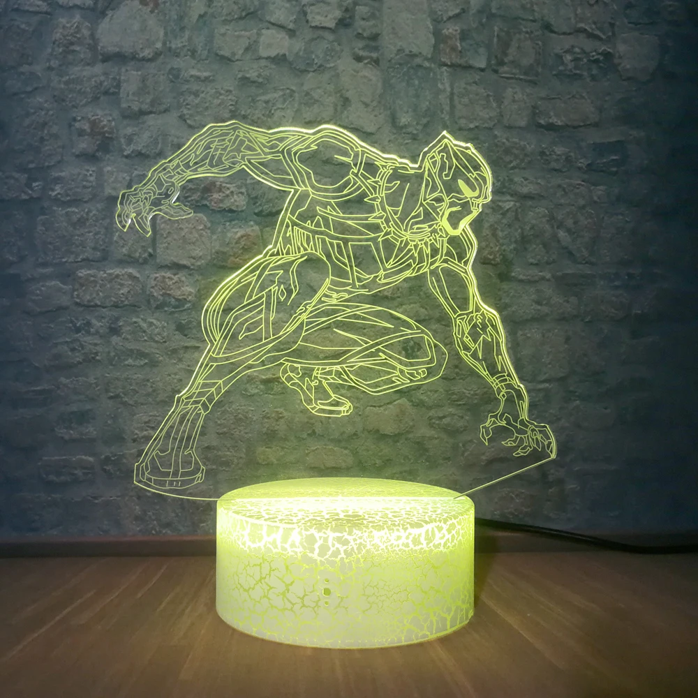 Мстители 3D лампа USB ночник RGB Черная пантера герой комиксов 7 цветов Настольная лампа Праздничная Вечеринка настроение Лава детская игрушка подарок
