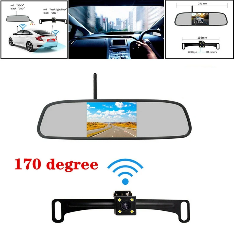 

4.3 inch Hd Wifi Video Backup Camera Mirror Car Rear View Reverse Parking System