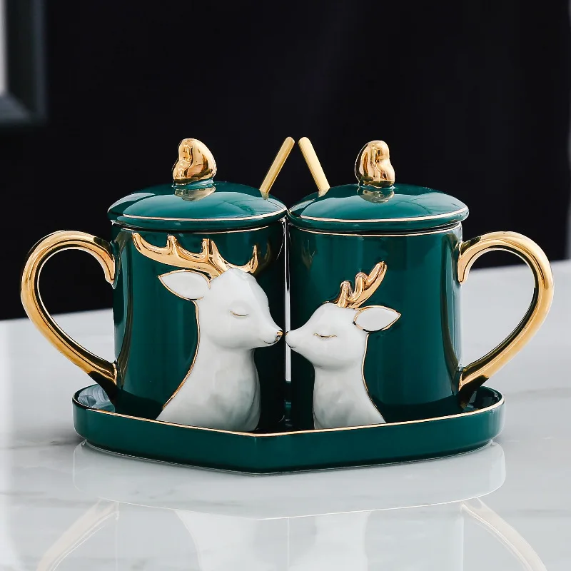 

Creative couple ceramic pair cup set gift box mark Joe move wedding water
