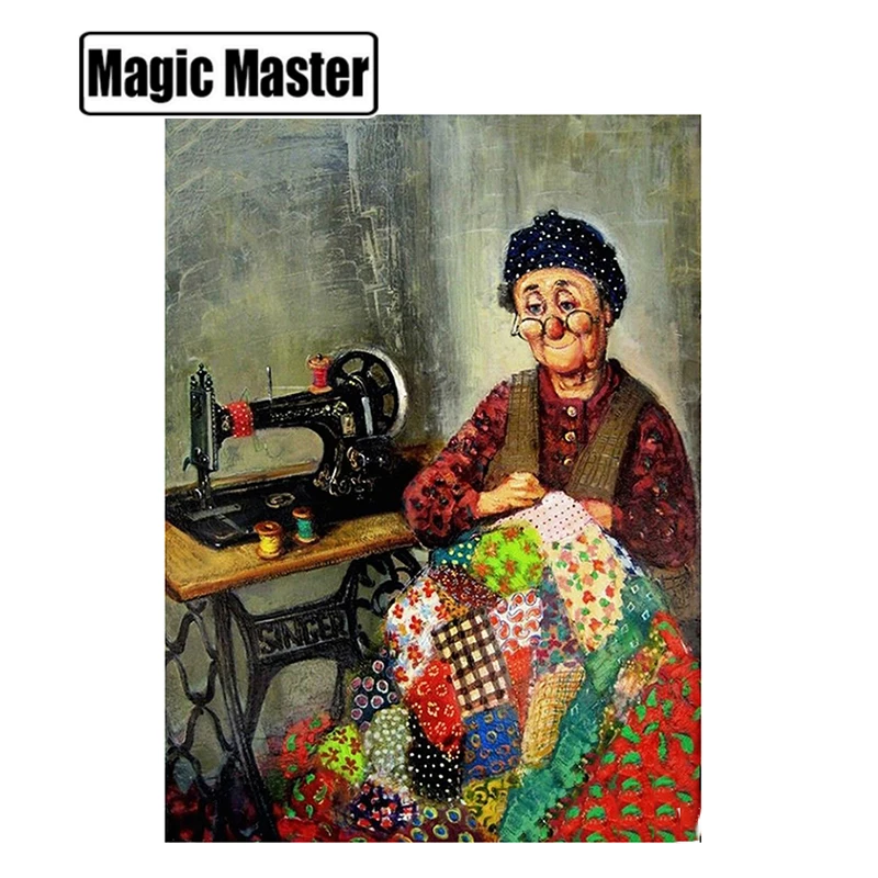 Алмазная 5D картина сделай сам с полными квадратными/круглыми стразами бабушка из
