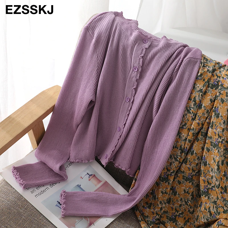 summer short thin knit Fungus crop cardigans Women button Cardigans coat Outwear female Sun protection o-neck chic jacket |