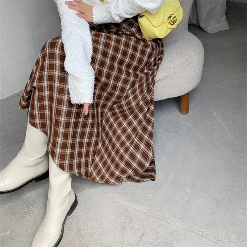 Женская шикарная шерстяная длинная юбка осень-зима винтажные свободные женские