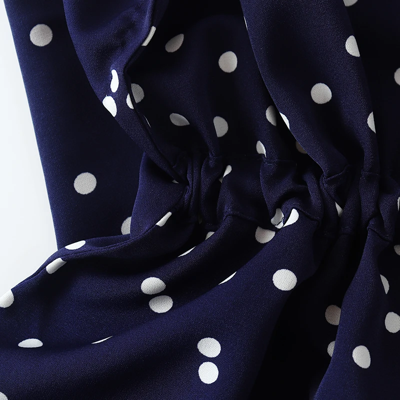 

Matching suit polka dot chiffon trousers two-piece large size 2021 summer Korean fashion retro casual top wide leg pants suit