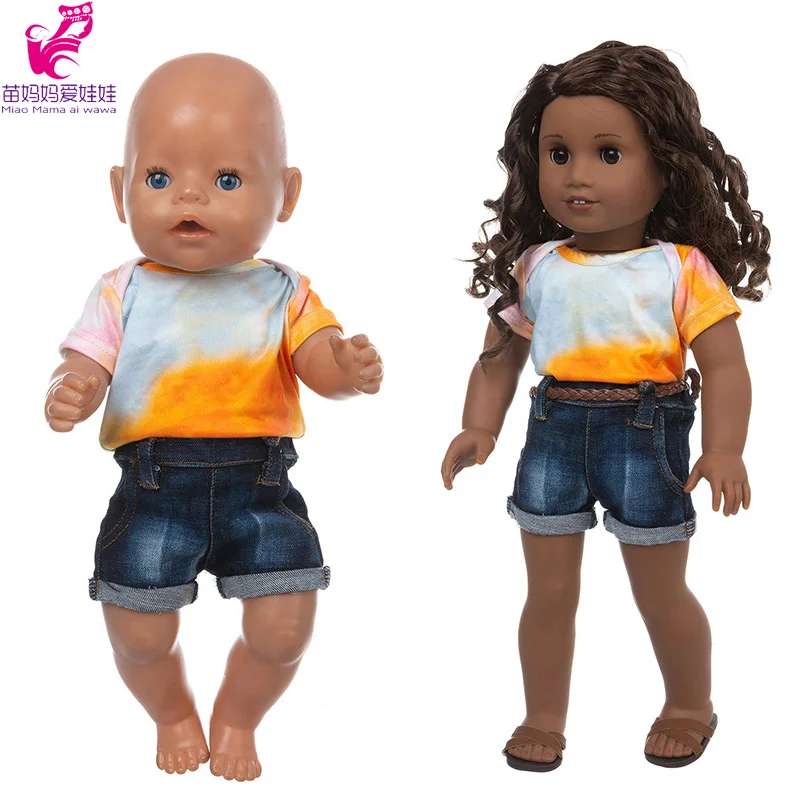 43cm born baby doll clothes white shirt denim trousers 40cm Nenuco Ropa y su Hermanita 18&quot american og girl jeans | Игрушки и хобби