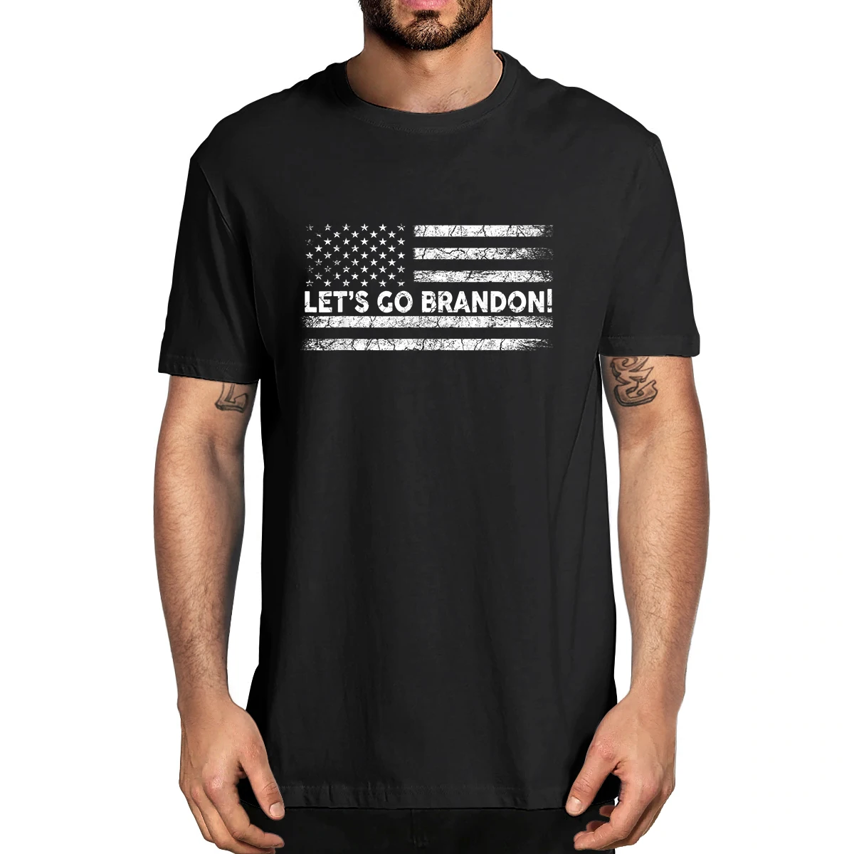 

100% Cotton Vintage Let's Go Brandon Conservative Anti Liberal US Flag Tee Summer Men's Novelty T-Shirt Women Casual Streetwear