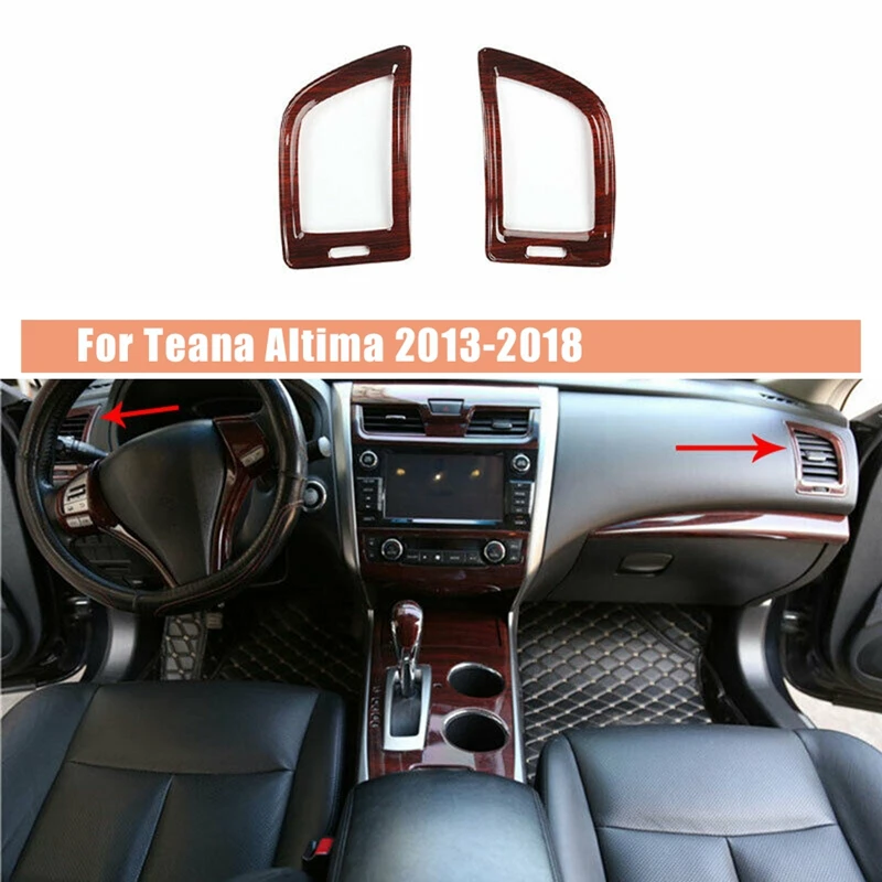 

AU05 -Wood Grain Console L&R Side AC Air Conditioning Outlet Vent Cover Trim for Nissan Teana Altima 2013-2018