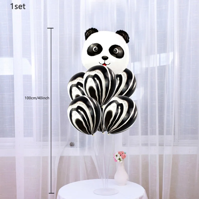 18in panda agate set Шарики с пандой из мультфильма звезда латекс черный номер Счастливый День Рождения Вечеринка для украшения детского душа дети животное баллон подарки - Цвет: 18in panda agate set