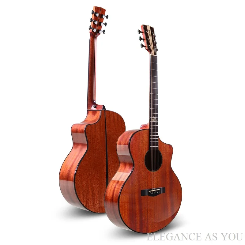 Fingerstyle Mahoga Акустическая гитара из цельного дерева 40 дюймов народная гитара деревянная гитара 40 дюймов OM гитара яркий светильник поверхность краски