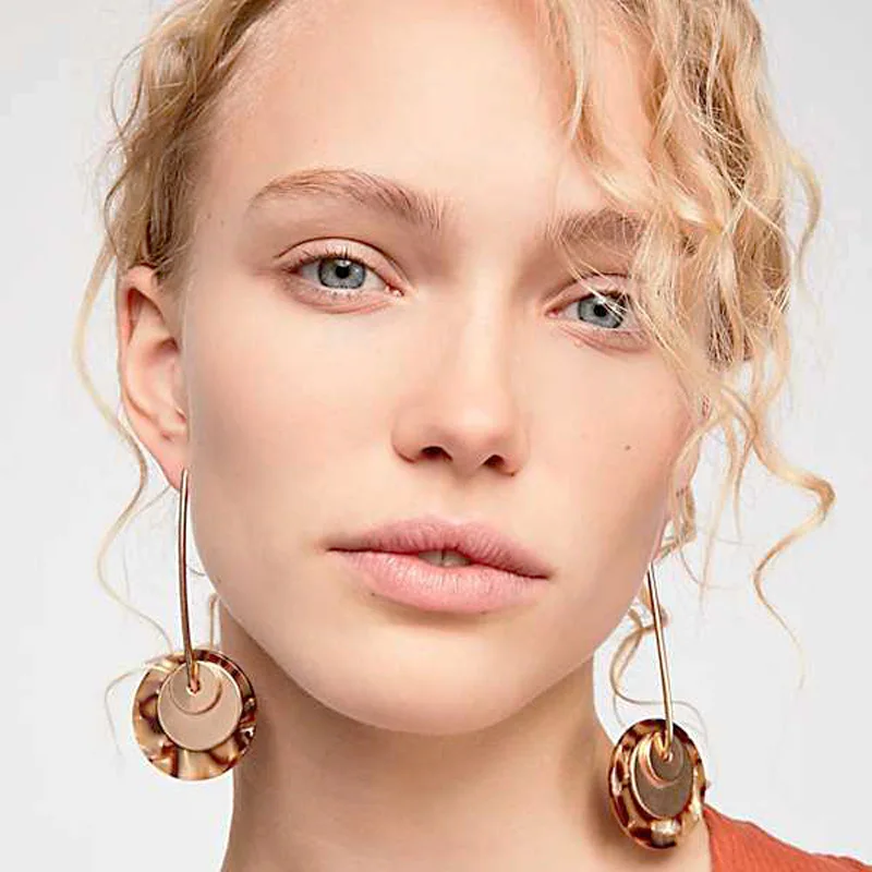 

Simple Jewelry Long Acrylic Round Earrings for Women Earings Brincos Boucle D'oreille Pendientes Mujer Moda 2018 Oorbellen Aros