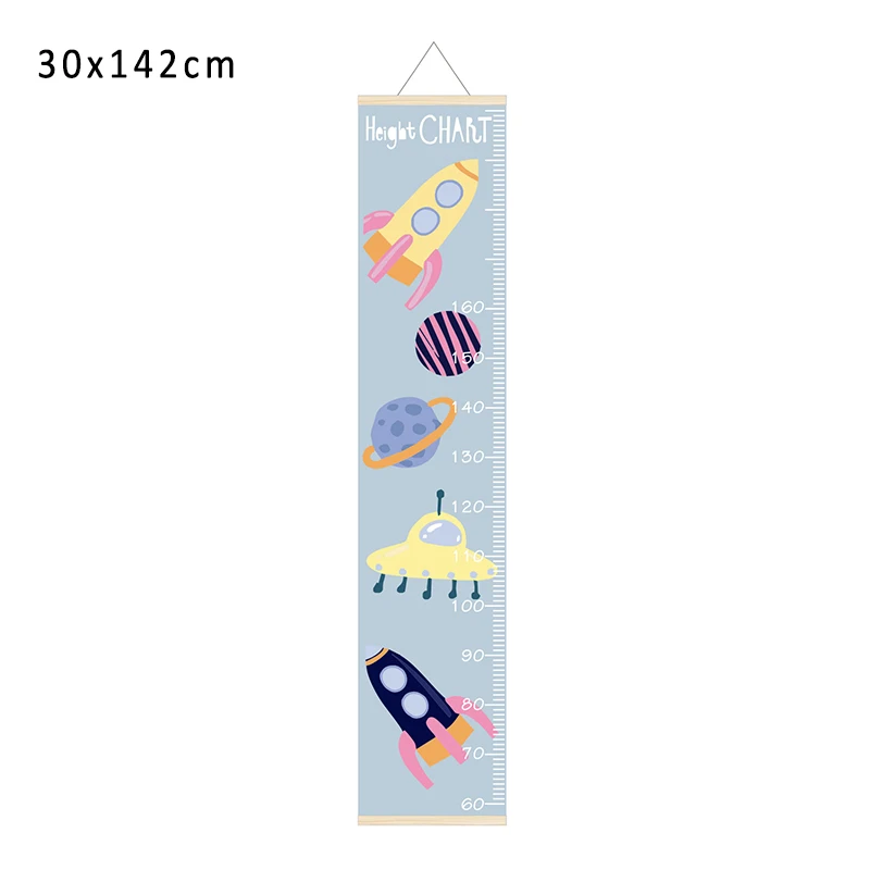 Regla de tabla de crecimiento para ni&ntilde;os con patr&oacute;n de dibujos animados, herramienta de medici&oacute;n de altura, decorativa para pared de beb&eacute;, reglas colgantes de lona de pino/aceite-3