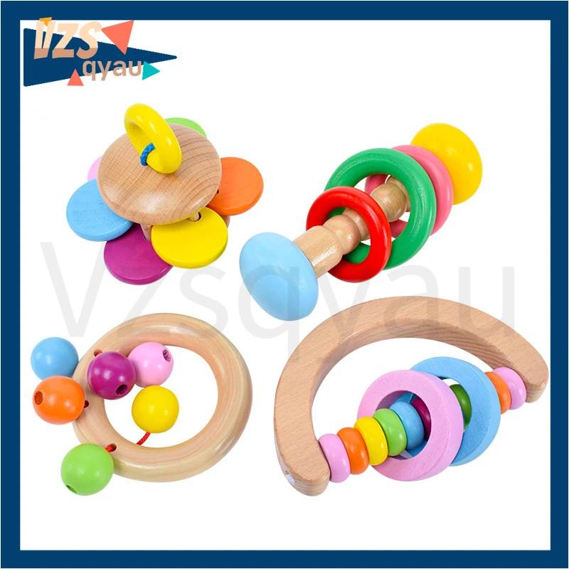 

Wooden Rattles Baby Toys Grasp Play Game Teething Infant Toy Early Musical Educational Toy Toddler Rattles Children's Goods Gift