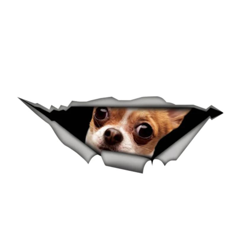 Interesting Car Sticker Accessories Chihuahua 3D Pet Graphic Animal Decal Window Waterproof PVC 13cm X 4.8cm|Наклейки на