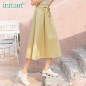 Юбка-миди Женская хлопковая трапециевидная на пуговицах, с высокой талией