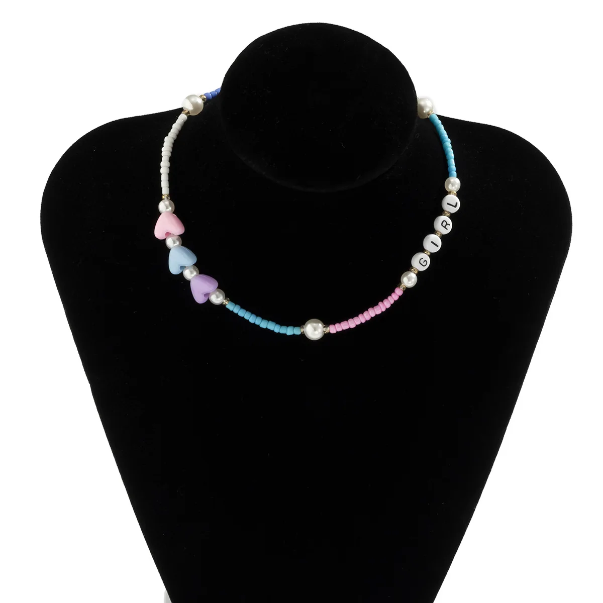 

YOUVI Handmade Colorful Beads Necklace Fashion Letter Choker for Women Rainbow Jewelry on the Neck Accessories Collar