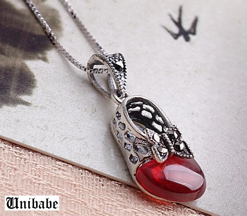 Чистое серебро новинка 925 пробы красный гранат ожерелье тайское Бабочка