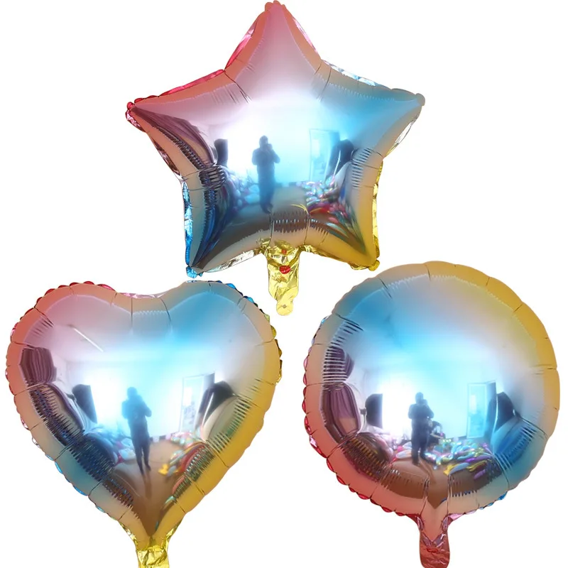 

5PCS 18INCH Rainbow Gradient Color Five-pointed star Heart Round Foil Balloon Baby Shower Birthday Party Wedding Decor Supplies