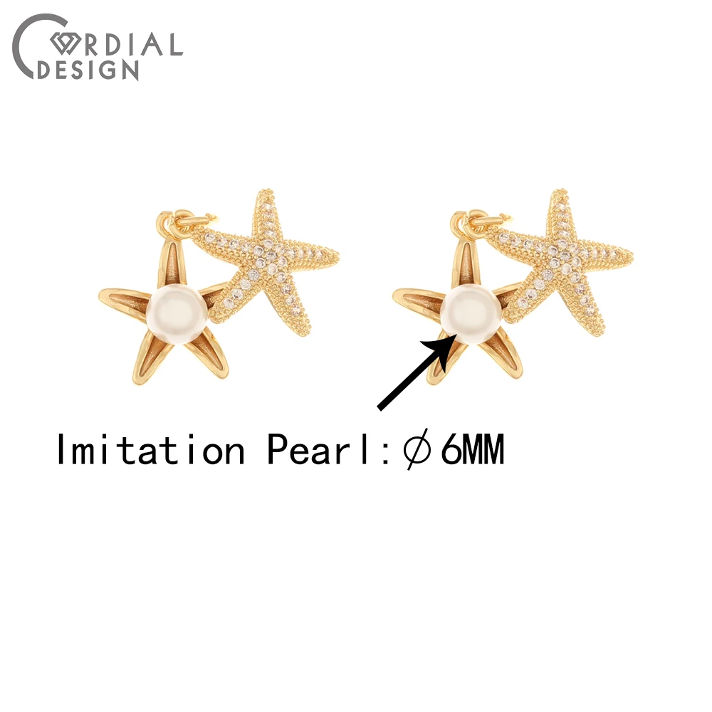 

Cordial Design 10Pcs 14*17MM Jewelry Accessories/CZ Earrings Making/Genuine Gold Plating/Sea Star Shape/Hand Made/DIY Charms