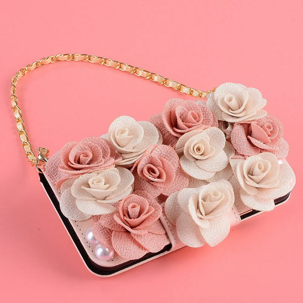 Женская кожаная сумка с перламутровыми цветами откидная кошелек цепочкой чехол