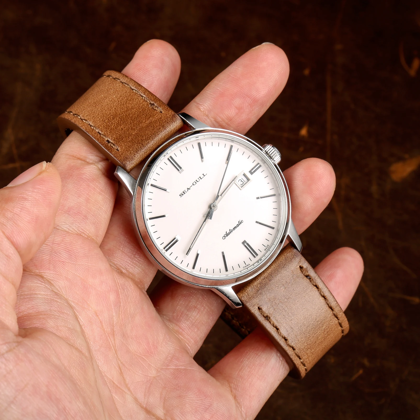 High Quality Horween  Genuine Leather Straps Brown Soft Wrap Handmade Horse Leather Watch Bands 18mm 20mm 22mm