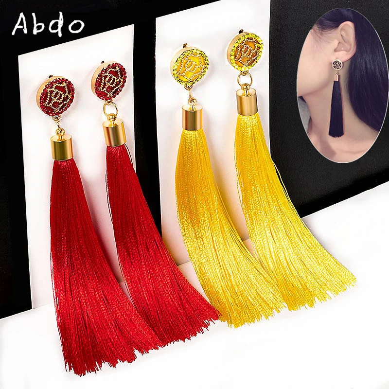 Новый ручной работы Красный Хрустальный цветок серьги кисти Серьги