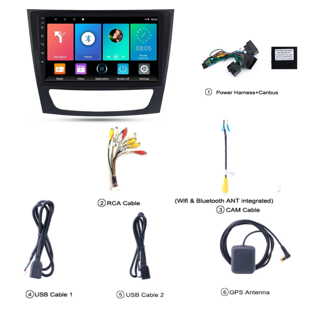 2 Din Автомобильный мультимедийный плеер Android 8.1 GPS для Benz E-class W211 E200 E220 E300 E350 E240 E270 E280