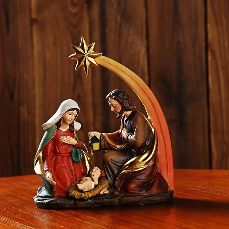 

JESUS BLESSED VIRGIN MARY ART SCULPTURE CHARACTER FIGURINE RESIN CRAFTS HOME DECORATION ACCESSORIES CHRISTIAN GIFT R4755