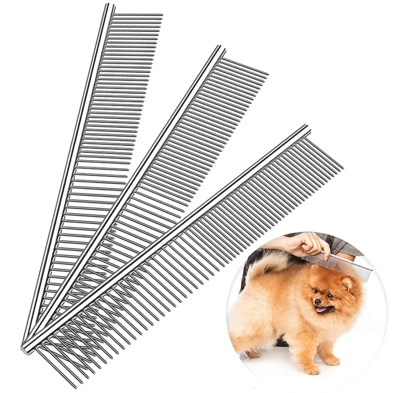 

Dog Combs Pet Cat Grooming Tool With Rounded Ends Stainless Steel Teeth For Removing Tangles Knots For Long and Short Haired Dog