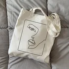 Корейская винтажная сумка шоппер с абстрактным принтом, модная Холщовая Сумка большой емкости, симпатичная новая женская сумка для колледжа, сумки через плечо Ulzzang