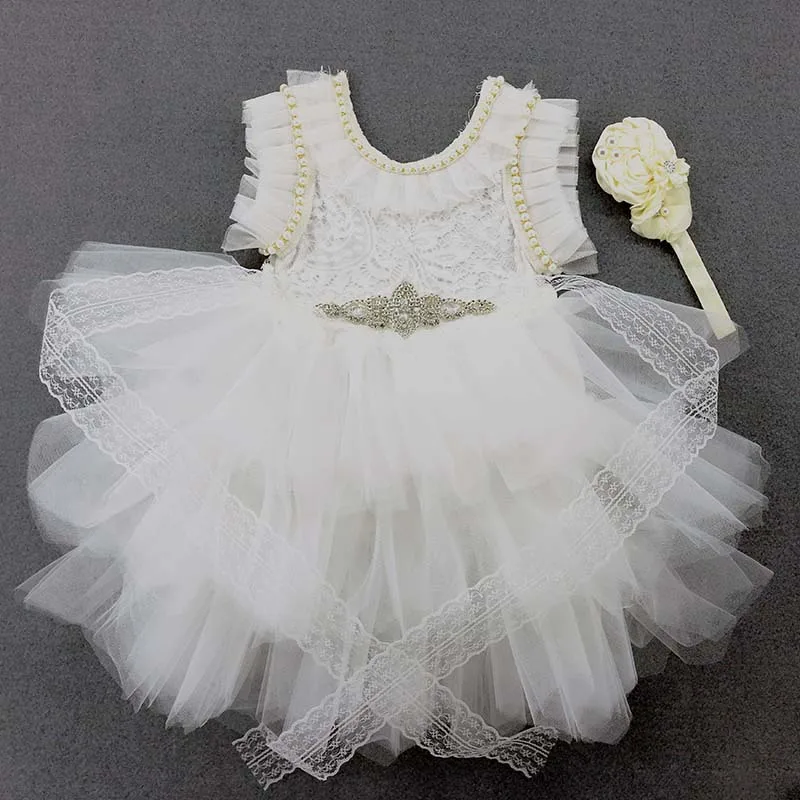 

1 Year Birthday Baby Dress 2021 New Toddler Infant Christening Lace Princess Summer Flower Party Wedding Kids Girls Cothes