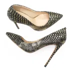 Женские туфли-лодочки из змеиной кожи, на тонком высоком каблуке