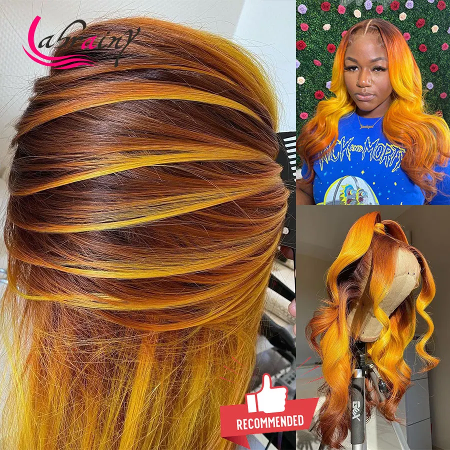 Выделите имбирь 13x6 Синтетические волосы на кружеве парики с эффектом деграде