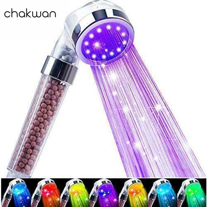 Ручной Большой дождевой Душ 7 цветов светодиодный Анионный Спа Душевая Головка