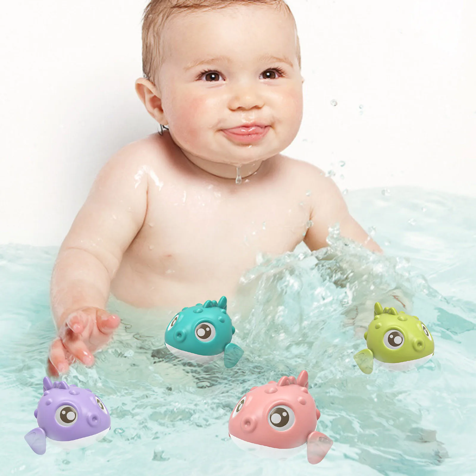 

Children Beach Toys Bath Toys Wind Up Swimming Wagging Tail Rotating Device