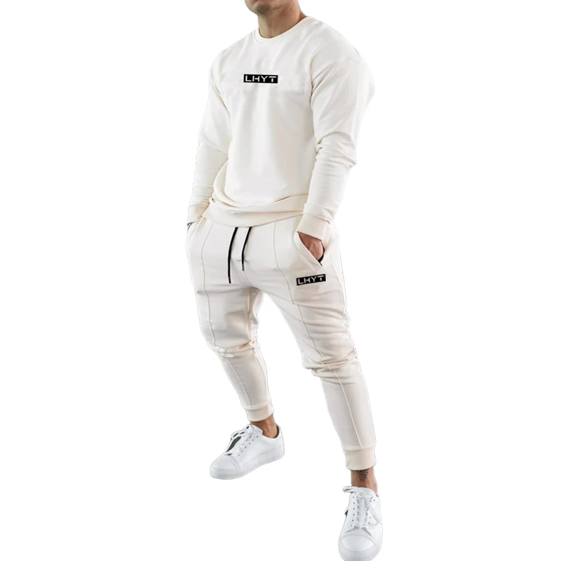 

Костюм спортивный Мужской Хлопковый, Свитшот и брюки для бега, повседневный костюм из двух предметов для спортивного зала, осенняя спортивн...